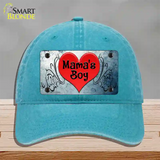 Mamas Boy Novelty License Plate Hat Unconstructed Cotton / Lake Blue