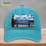 Alaska Snowy Mountains State Novelty License Plate Hat Unconstructed Cotton / Lake Blue