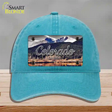 Colorado Forest and Mountains State Novelty License Plate Hat Unconstructed Cotton / Lake Blue