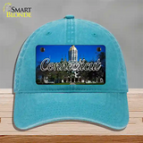 Connecticut Capital Building State Novelty License Plate Hat Unconstructed Cotton / Lake Blue