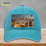 Georgia City Lights State Novelty License Plate Hat Unconstructed Cotton / Lake Blue