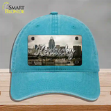 Kentucky City Skyline State Novelty License Plate Hat Unconstructed Cotton / Lake Blue