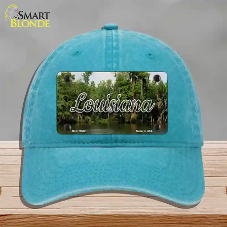 Louisiana Swamp State Novelty License Plate Hat Unconstructed Cotton / Lake Blue