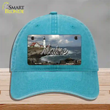 Maine Lighthouse Beach State Novelty License Plate Hat Unconstructed Cotton / Lake Blue