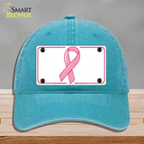 Breast Cancer Ribbon Novelty License Plate Hat Unconstructed Cotton / Lake Blue