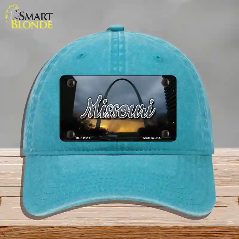 Missouri Gateway Arch State Novelty License Plate Hat Unconstructed Cotton / Lake Blue