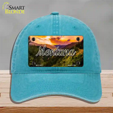 Montana Forest Sunset State Novelty License Plate Hat Unconstructed Cotton / Lake Blue