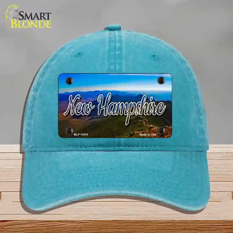 New Hampshire Mountain Range State Novelty License Plate Hat Unconstructed Cotton / Lake Blue