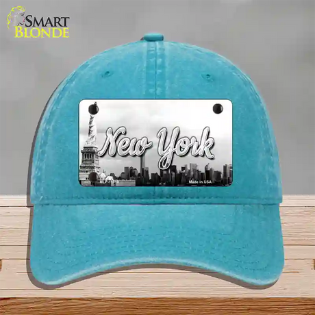 New York Statue of Liberty State Novelty License Plate Hat Unconstructed Cotton / Lake Blue