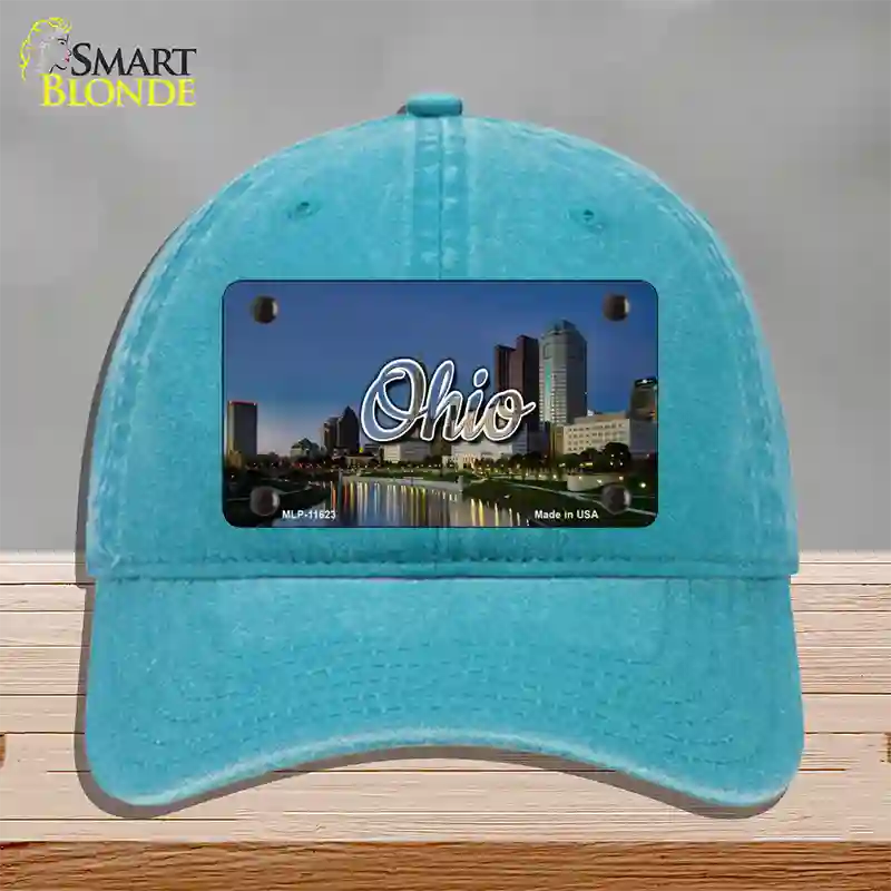 Ohio River City Skyline State Novelty License Plate Hat Unconstructed Cotton / Lake Blue