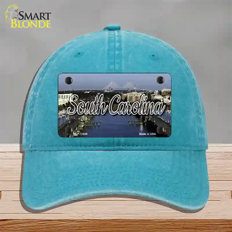 South Carolina City Bridge State Novelty License Plate Hat Unconstructed Cotton / Lake Blue