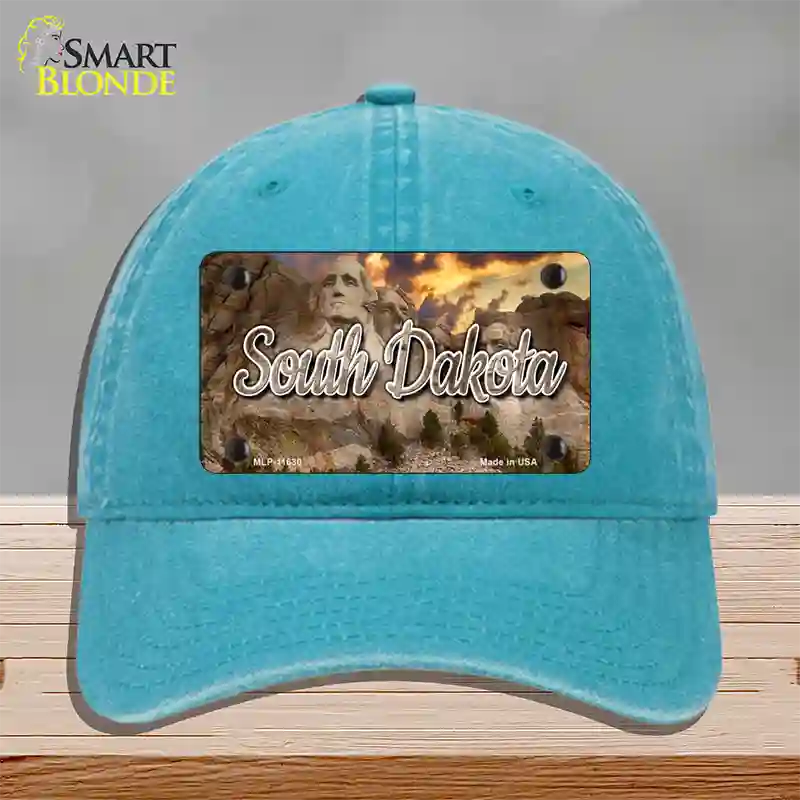 South Dakota Mt Rushmore State Novelty License Plate Hat Unconstructed Cotton / Lake Blue