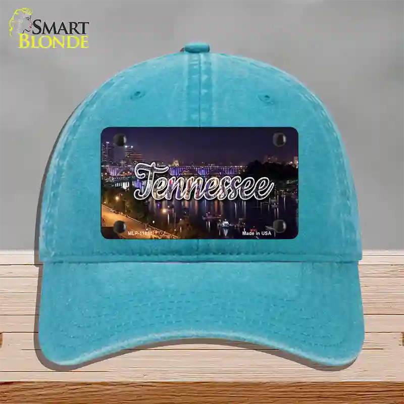 Tennessee Bridge Lights State Novelty License Plate Hat Unconstructed Cotton / Lake Blue