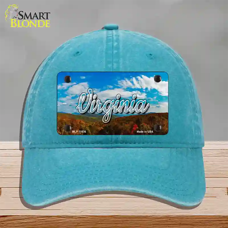 Virginia Mountain Range State Novelty License Plate Hat Unconstructed Cotton / Lake Blue