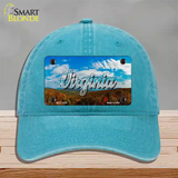 Virginia Mountain Range State Novelty License Plate Hat Unconstructed Cotton / Lake Blue