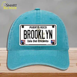 Brooklyn Puerto Rico Novelty License Plate Hat Unconstructed Cotton / Lake Blue