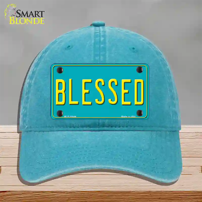 Blessed Novelty License Plate Hat Unconstructed Cotton / Lake Blue