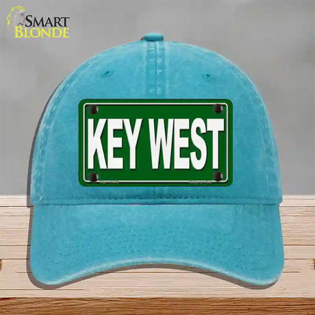 Key West Novelty License Plate Hat Unconstructed Cotton / Lake Blue