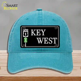 Key West Highway Sign Novelty License Plate Hat Unconstructed Cotton / Lake Blue