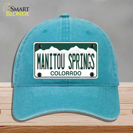 Manitou Springs Colorado Novelty License Plate Hat Unconstructed Cotton / Lake Blue