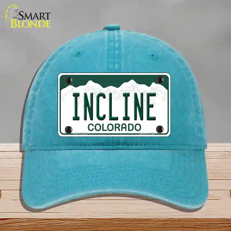 Incline Colorado Novelty License Plate Hat Unconstructed Cotton / Lake Blue