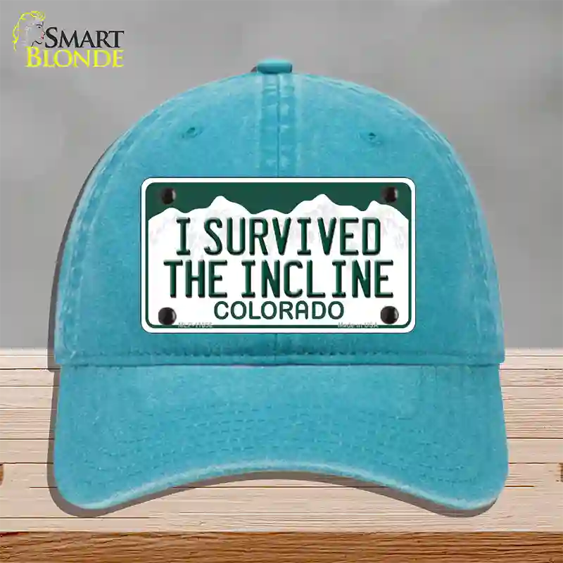 I Survived The Incline Colorado Novelty License Plate Hat Unconstructed Cotton / Lake Blue