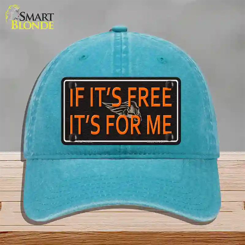 If It Is Free It Is For Me Novelty License Plate Hat Unconstructed Cotton / Lake Blue