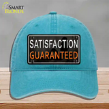 Satisfaction Guaranteed Novelty License Plate Hat Unconstructed Cotton / Lake Blue