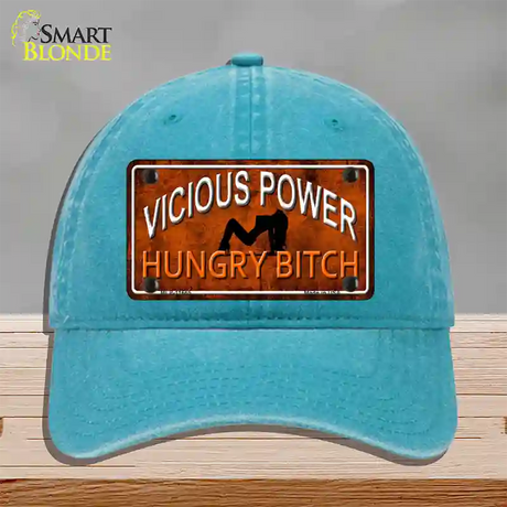 Vicious Power Novelty License Plate Hat Unconstructed Cotton / Lake Blue