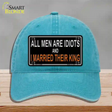 All Men Are Idiots Novelty License Plate Hat Unconstructed Cotton / Lake Blue