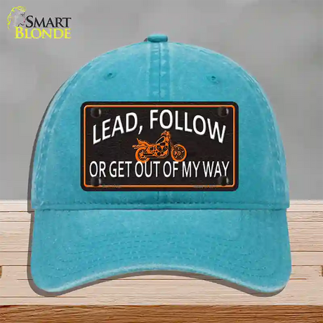 Lead Follow Novelty License Plate Hat Unconstructed Cotton / Lake Blue