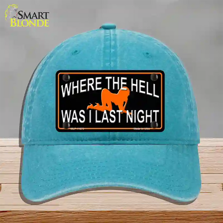 Where The Hell Novelty License Plate Hat Unconstructed Cotton / Lake Blue