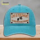 Life Is Too Short Novelty License Plate Hat Unconstructed Cotton / Lake Blue