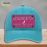 Genuine Bitch Made In USA Novelty License Plate Hat Unconstructed Cotton / Lake Blue