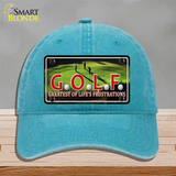 GOLF Novelty License Plate Hat Unconstructed Cotton / Lake Blue