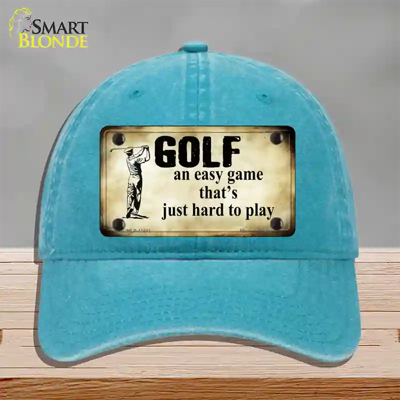 Golf An Easy Game Novelty License Plate Hat Unconstructed Cotton / Lake Blue