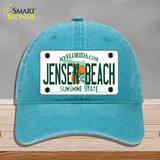 Jensen Beach Florida Novelty License Plate Hat Unconstructed Cotton / Lake Blue