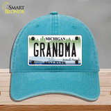 Grandma Michigan Novelty License Plate Hat Unconstructed Cotton / Lake Blue