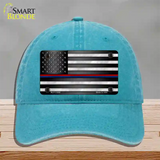 First Responder American Flag Novelty License Plate Hat Unconstructed Cotton / Lake Blue