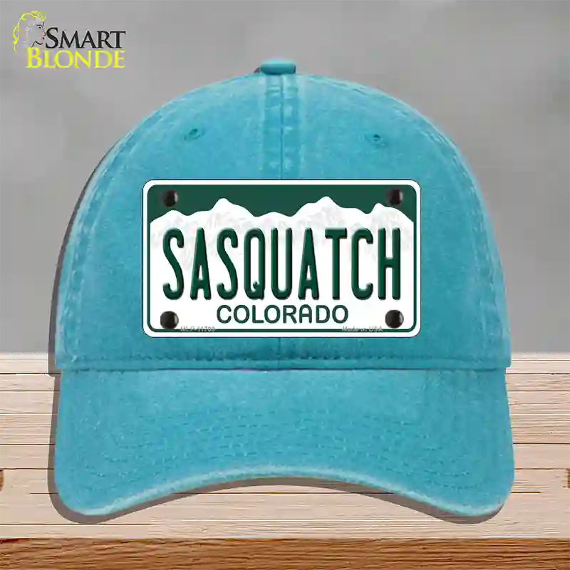 Sasquatch Colorado Novelty License Plate Hat Unconstructed Cotton / Lake Blue