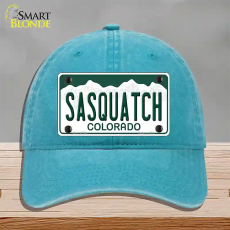 Sasquatch Colorado Novelty License Plate Hat Unconstructed Cotton / Lake Blue