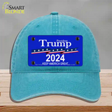 President Trump 2024 Novelty License Plate Hat Unconstructed Cotton / Lake Blue