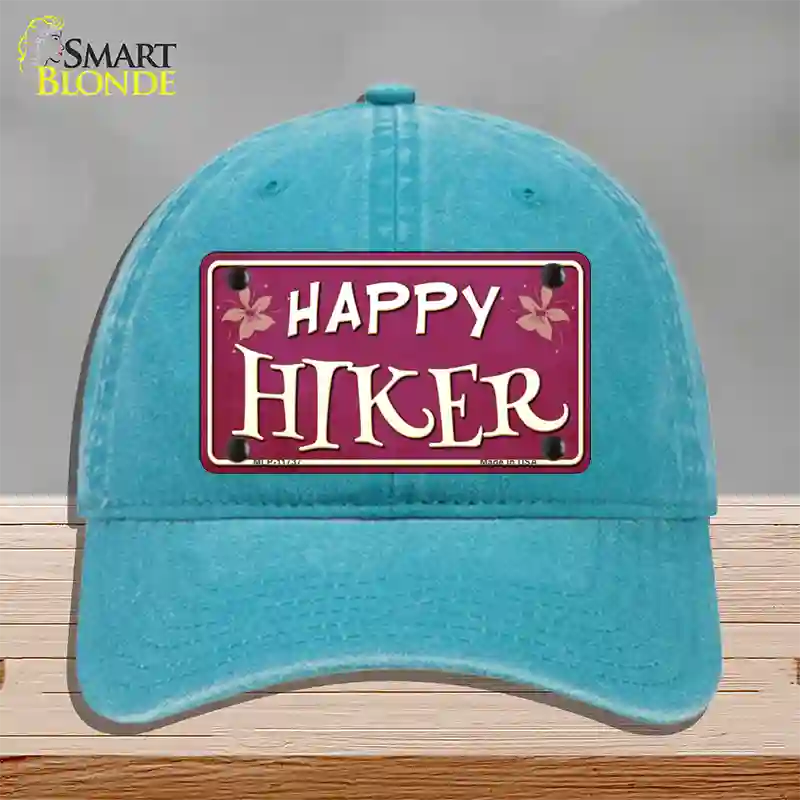 Happy Hiker Novelty License Plate Hat Unconstructed Cotton / Lake Blue