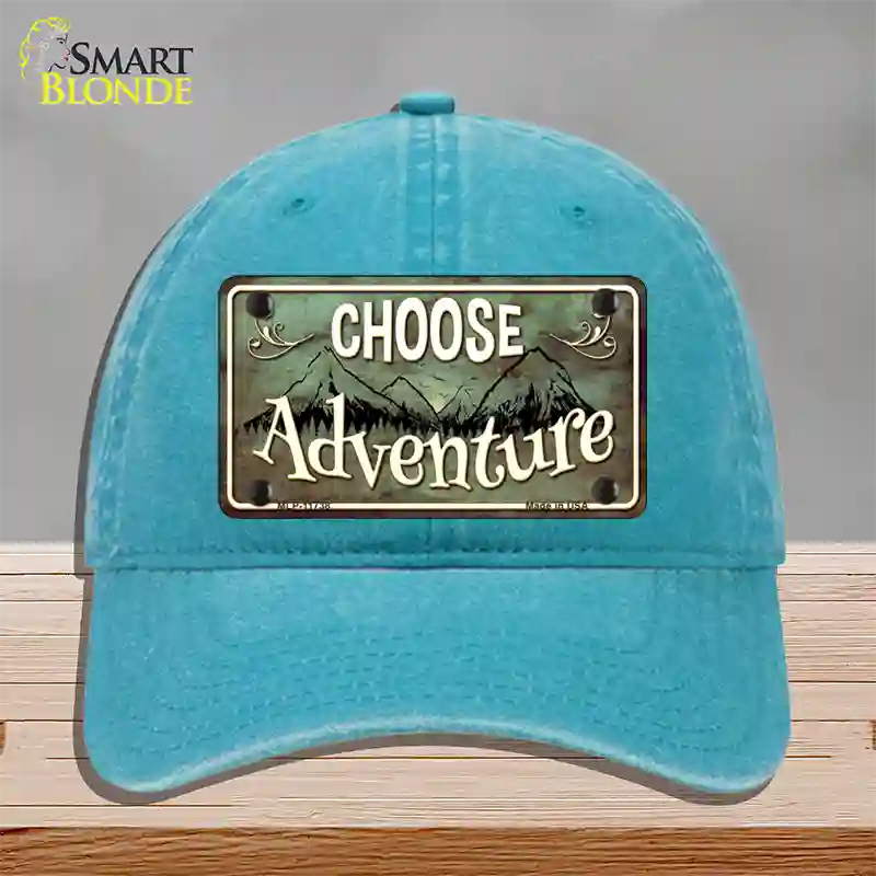 Choose Adventure Novelty License Plate Hat Unconstructed Cotton / Lake Blue