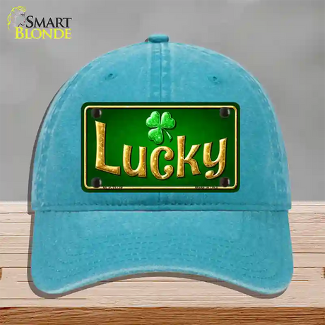 Lucky Irish Novelty License Plate Hat Unconstructed Cotton / Lake Blue