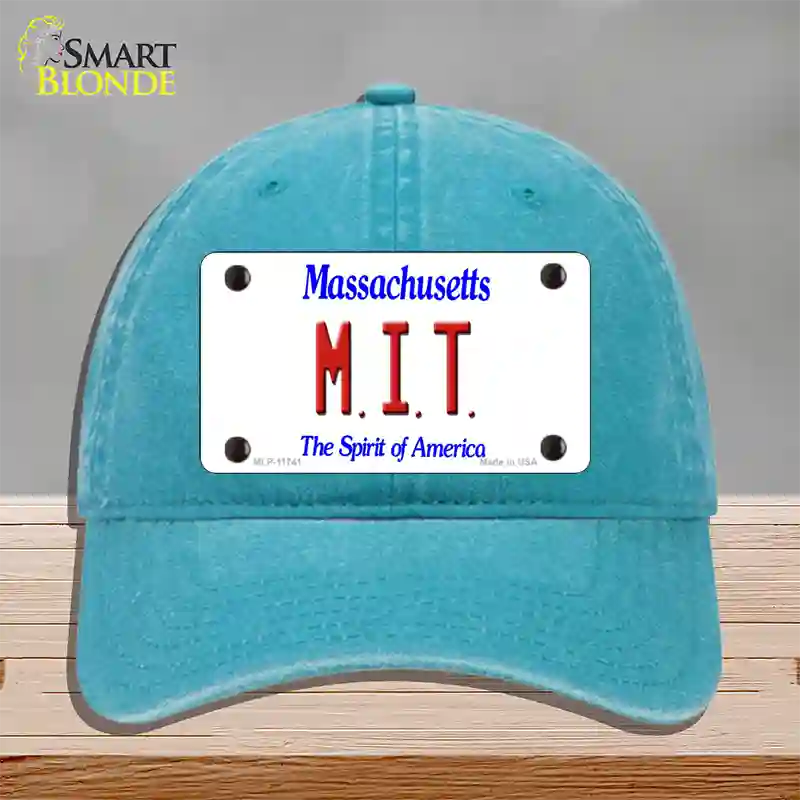 MIT Massachusetts State Novelty License Plate Hat Unconstructed Cotton / Lake Blue