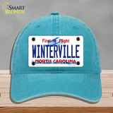 Winterville North Carolina State Novelty License Plate Hat Unconstructed Cotton / Lake Blue