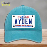 Ayden North Carolina State Novelty License Plate Hat Unconstructed Cotton / Lake Blue