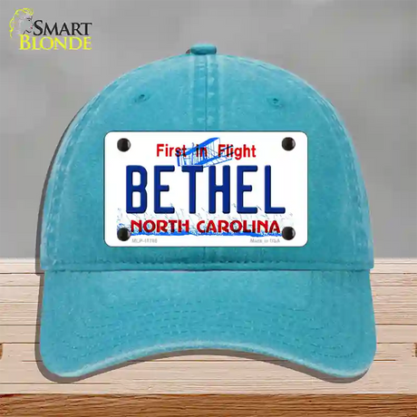 Bethel North Carolina State Novelty License Plate Hat Unconstructed Cotton / Lake Blue