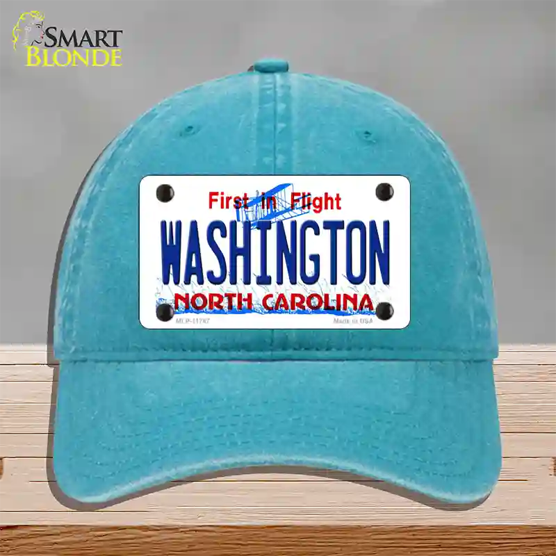 Washington North Carolina State Novelty License Plate Hat Unconstructed Cotton / Lake Blue